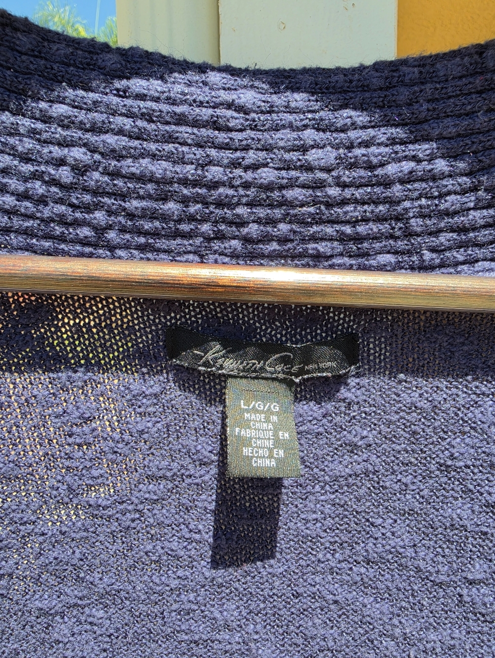 Kenneth Cole Navy Blue Knit Open Front Shawl Cardigan Sweater Size Large